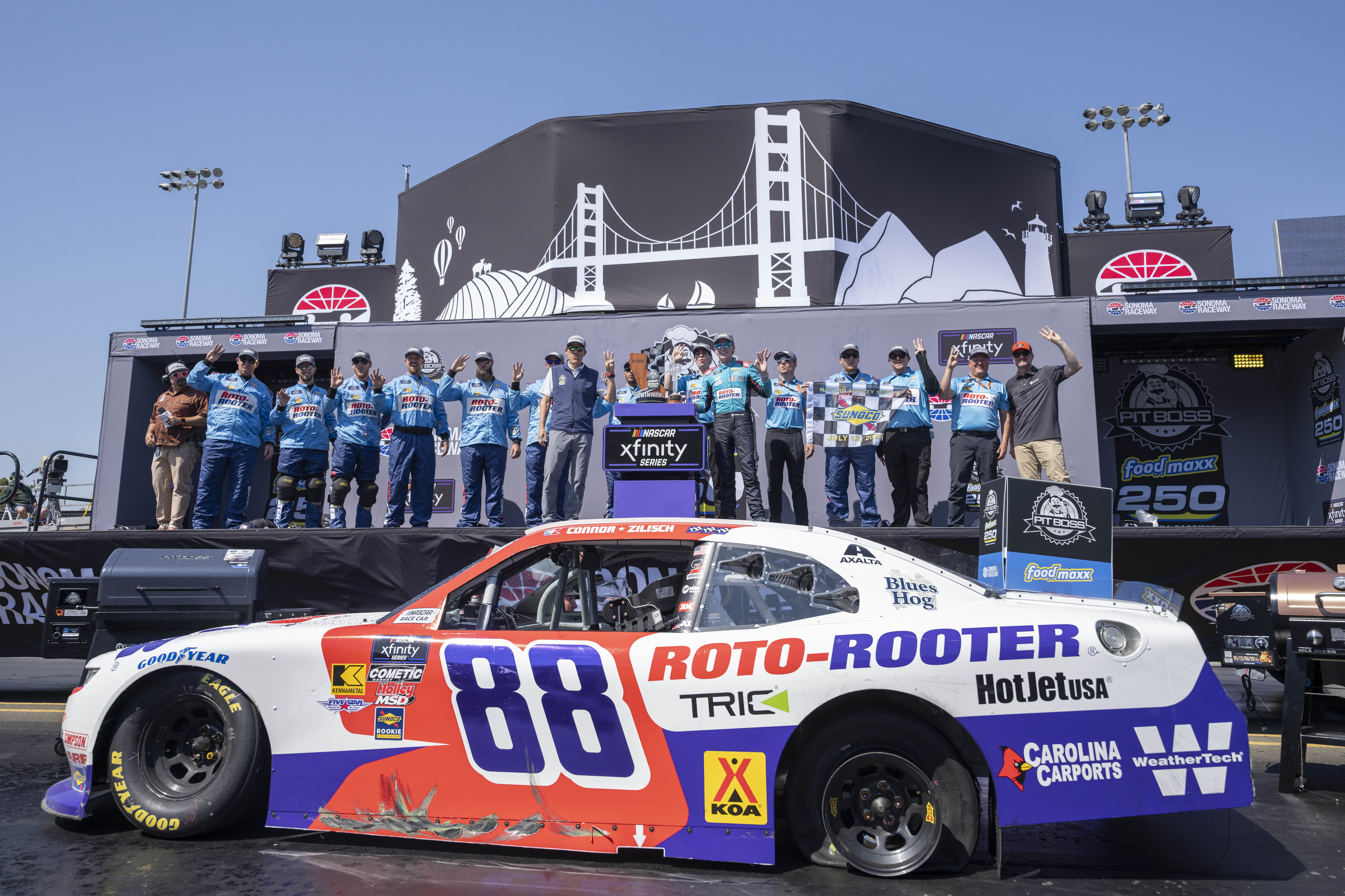 Connor Zilisch (88) after winning the NASCAR Xfinity Series at Sonoma Raceway. Source: Imagn